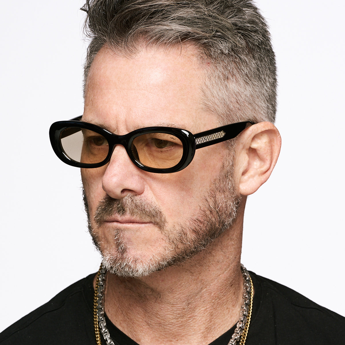 Twiggy Negro Brillo Lente Tostado