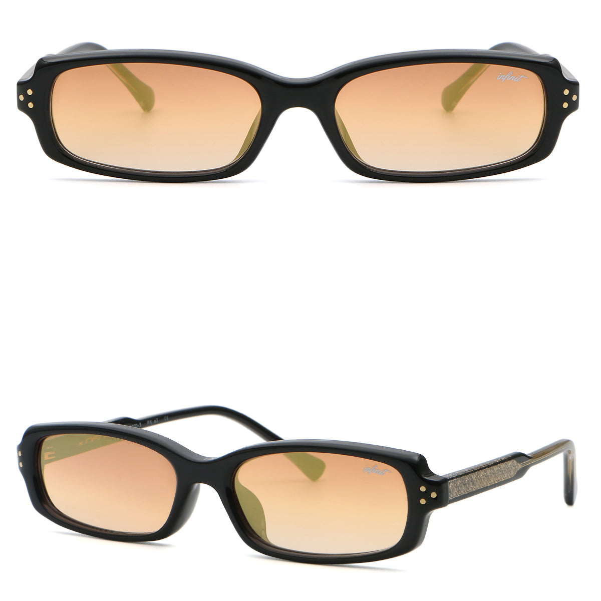 Virgil Negro Brillo Lente Suave Espejada Dorada
