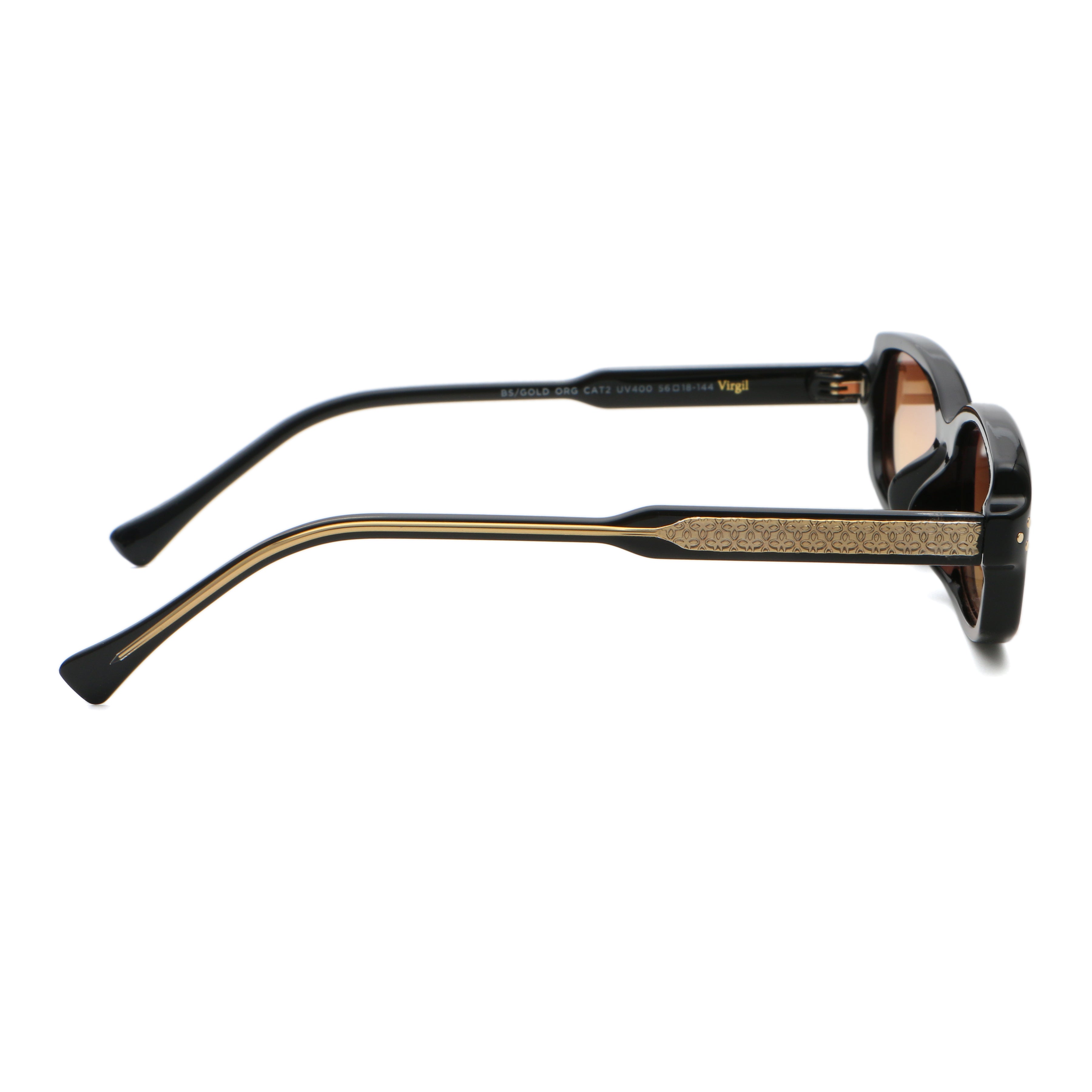 Virgil Negro Brillo Lente Suave Espejada Dorada